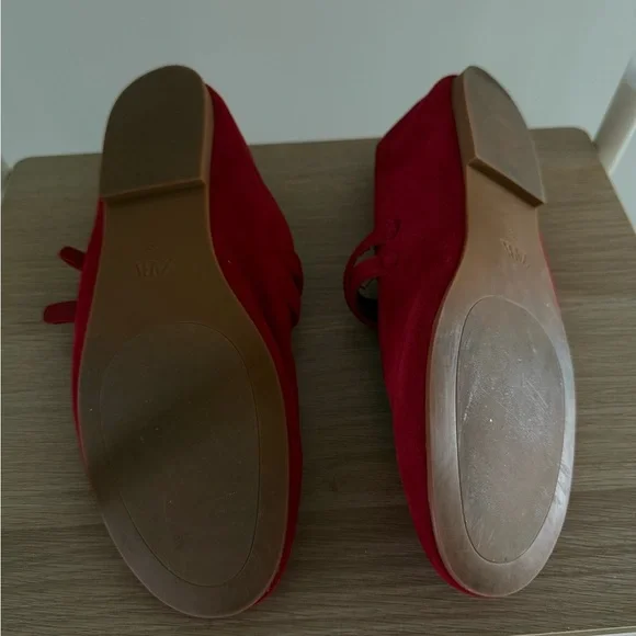 Zara Red Flats with Double Strap - Picture 3 of 4